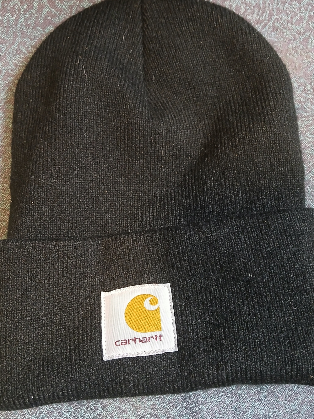 Carhartt Black Beanie with Gold Logo Patch